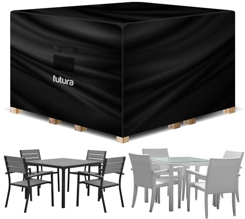 Futura Square Garden Furniture Covers Waterproof 200x200x90cm, 420D Oxford Fabric Outdoor Table, Rattan & Patio garden furniture covers, PVC Lined, Air Vents and UV Safe