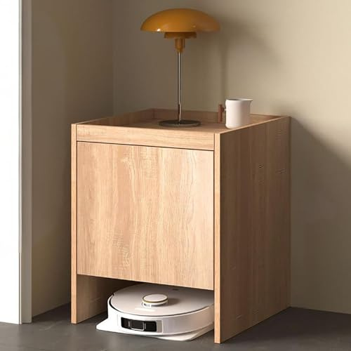 Robot Vacuum Hidden Cabinet,Storage Cabinet with Doors and Drawers for Robot Vacuum Cleaner,Coffee Bar Cabinet,Household End Side Table,Wood Freestanding Rack Space Saver for Home Office(Brown,H65cm/2