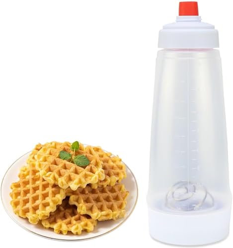 BAKAMITAYI Pancake Batter Dispenser, Pancake Mix Dispenser with Whisk Ball and Stand Base, Pancake Batter Mixer with BlenderBall for Pancakes, Waffle,Cupcakes, and more