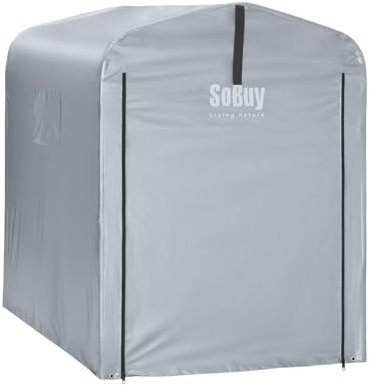 SoBuy Bâche de Remplacement pour Abri de Jardin, Cabane de Jardin Exterieur Imperméable, abri Moto, Garage pour Vélo et Outils, Abri Vélo, Rangement et Stockage, Argent, 120x176x163cm, SDA11-SIL