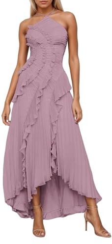 Generisch Robe midi fluide avec col d'été et fermeture éclair latérale pour le quotidien, les vacances, les rendez-vous galants, robe d'hiver chaude
