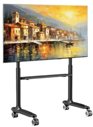 Supporto TV, carrello TV mobile per TV da 42-86 pollici, supporto TV da pavimento con ruote regolabile in altezza, supporta 176 libbre, supporto per monitor portatile, base TV,Svart-96*67*168cm