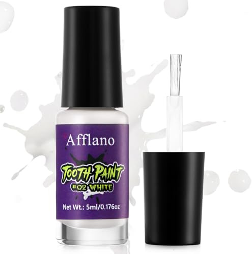Afflano White Tooth Paint, Maquillaje dental profesional blanco líquido, color de dientes seguro, secado rápido, realista, para Halloween, maquillaje, carnaval, teatro, cosplay, efecto especial