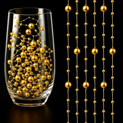 Notoke 10 Stück Goldene Wasserperlen Schwimmkerzen, Schwimmende Perlen, Schwimmende Kerzen, Perlenschnur für Vase, Wasserflaschenfüller, Hochzeit, Tischdekoration, Haarschmuck (1,3 M)