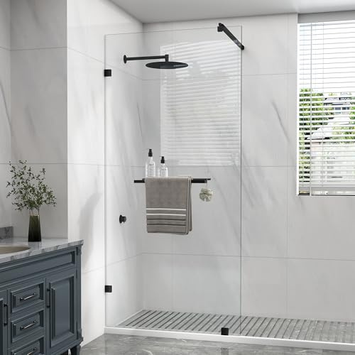 KPUY 36x76 Frameless Shower Glass Panel, Matte Black