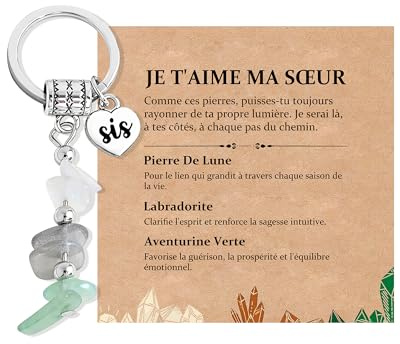 Idee Cadeau Femme Porte Clef Pierre Naturelle Bijoux de Sac Accessoires | Cadeau pour Femme Meilleure Amie Sœur Fille Collegue, Cadeau Femme Original Utile Anniversaire Noël