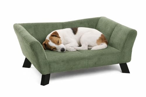 hundebett - katzenbett - Sofa - Damario - rechteckig - grün - 62,5 x 43 x 25 cm - Textil und Holz - für kleine Hunde und Katzen - Holzfüße