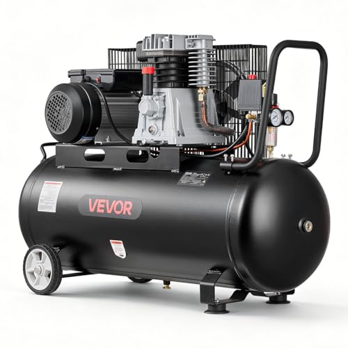 VEVOR Bärbar luftkompressor med tank 100 l, rempump, 3 kW motor, 226 l/min till 6,2 bar, maximalt tryck 10 bar, med hjul för reparation, uppblåsning, verkstad och pneumatiska verktyg