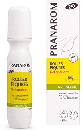 Pranarôm Roller Piqûres Gel Apaisant Bio Eco aux Huiles Essentielles Biologiques Convient pour Femme Enceinte et Allaitante Aromapic 15 ml