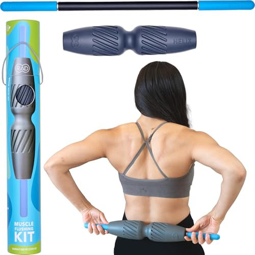 RAD Muscle Flushing Kit ✓ Faszien-Tool Set mit Stahl-Massagestab und Reise-Faszienrolle für Selbstmassage, Beweglichkeit und Erholung ✓ Frei von BPA, Latex und Plastik