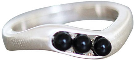 Hobra-Gold ZARTER RING SILBER 925 MIT ONYX - SILBERRING 925 MIT DREI ONYX PERLEN DAMENRING