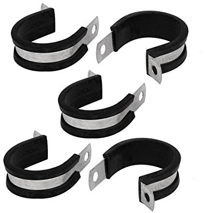Sourcingmap 30mm Dia EPDM Rubber Lined P Clips Cable Hose Pipe Clamps Holder 5pcs