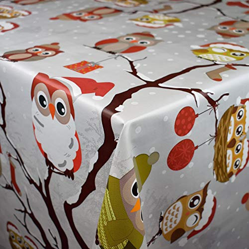 KEVKUS Wachstuch Tischdecke Meterware Weihnachten Eule C144340 Größe wählbar in eckig rund oval (120x140 cm eckig)