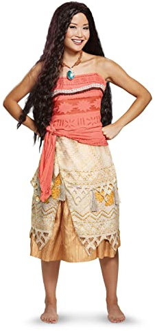Disguise Damen Moana Deluxe Erwachsenenkostüm Kostüme in Erwachsenengröße, Rot/Ausflug, einfarbig (Getaway Solids), S (4-6)