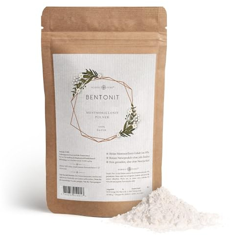 Nordic Pure Bentonit Pulver 500-2000g Mineralerde/Tonerde | Premium Qualität 95% Montmorillonit | Extra fein (500g)
