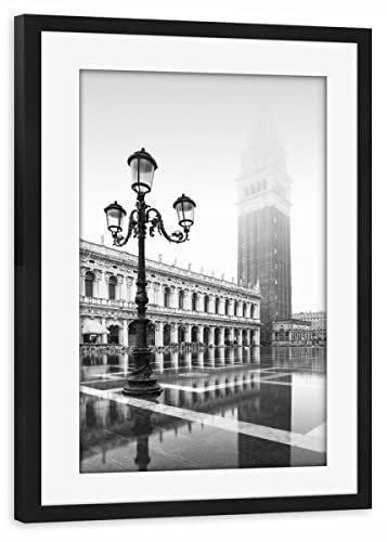 artboxONE Poster mit Rahmen schwarz 30x20 cm Piazzetta und Campanile in Venedig von Ronny Behnert - gerahmtes Poster