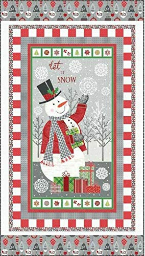 Let It Snow Snowman Panel 100% Cotton Quilting Fabric