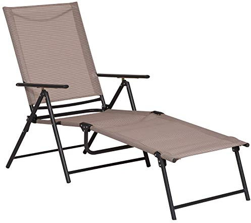 Outsunny Bain de Soleil Pliable transat inclinable 5 Positions Chaise Longue Grand Confort avec accoudoirs dim. 187,2L x 64,5l x 101H cm métal époxy textilène Sable