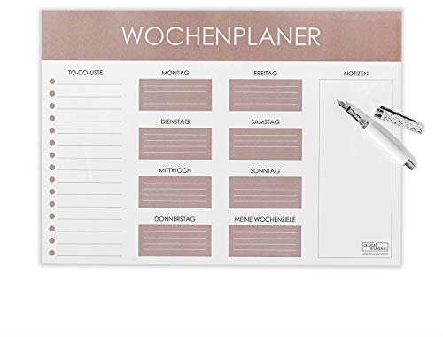 DESIGN WUNDER® Schreibtischunterlage in DIN A3 - Nutzbar als Schreibunterlage mit Wochenplaner, Notizblock und to Do Liste
