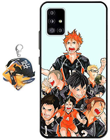 Staremeplz Hülle für Samsung Galaxy A51 Anime Handyhülle [Mit Schlüsselbund] Cartoons Volleyball Junior Silikon Sanft Bumper Case Hülle für Samsung Galaxy A51