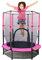 Kinder Trampolin 140 cm,Kinder Trampolin Indoor mit Sicherheitsnetz, und Rahmenabdeckung|Eingebauter Reißverschluss,Strapazierfähiges Stahlrahmen Outdoortrampolin für Kinder ab 3 Jahre (Rosa)