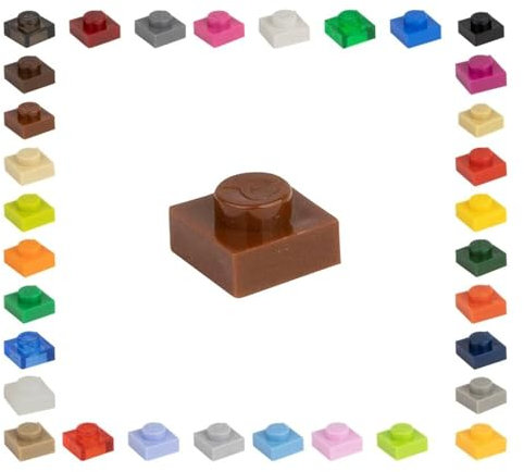 100 Klemmbausteine Bausteine 1x1 Noppen Fliesen Tiles Mosaik Noppen Kompatibel freie Auswahl 34 Farben (090 - Braun)