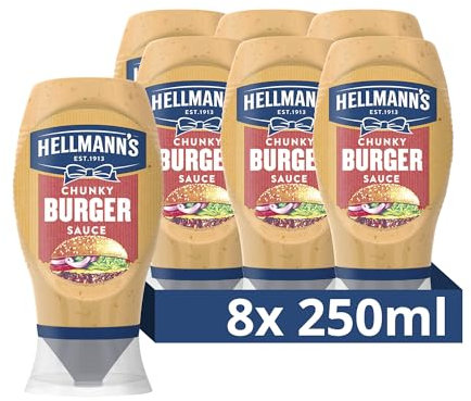 Hellmann's Chunky Burger Sauce leckere Grill- und Burgersauce zum Verfeinern und Dippen 8x 250 ml