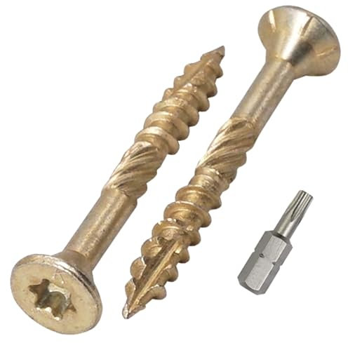 SKIR'CO Lot de 100 vis à bois universelles en acier zingué Tête fraisée Torx Type 17 Vis à panneaux d'aggloméré 4,0 x 30 mm Jaune