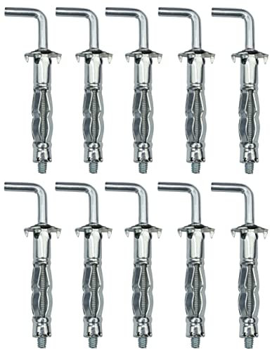AERZETIX - C57885 - Satz mit 10 - Spreizdübel Ø8x38mm mit haken M4 in form ''L'' - für gipskarton hohlkörper trockenbau - aus stahl - oberfläche verzinkt Cr3+