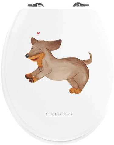 Mr. & Mrs. Panda Motiv WC Sitz Hund Dackel - Geschenk, Dachshund, Hundemotiv, braun, Hunde, Klodeckel, Klobrille, Toilette, Tierliebhaber, Haustier,
