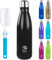 BOGI Insulated Water Bottles,750ml Metal Water Bottle,Leakproof Stainless Steel Water Bottle Keep Hot and Cold Water Bottle Bike Gym Sports Water Bottle for Girls Kids with Cleaning Brush(Black)