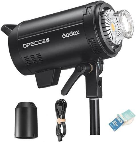 GODOX DP600III-V Studio Flash pour Mariage Portrait Produits Photographie | DP600IIIV 600Ws GN106 5800±200K Strobe Light, avec Lampe Modèle 30W, Temps de Recyclage 0,1-1s, Bowens Mount, Sans Fil 2,4GHz