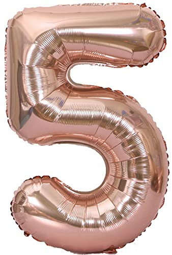 D2D | Party Balloon Zahl 5 XXL in Rosé - Größe 100 cm - Folienballon - Zahlenballon - Geburtstagsdeko - Helium Ballon