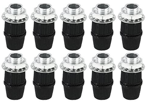 PATIKIL Lighting Cord Grips Connector, Carbon Steel Light Cable Glands with Threaded Pipe, 10Pcs for Wiring Hanging Light Ceiling Pendant Lamp, Black