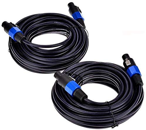 Wisboey Paquete de 2 Cables Speakon Speakon de 25 Pies, Cable de Audio Profesional AWG de Calibre 12 Cable de Altavoz para DJ Cable Bloqueo de