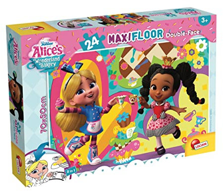 Liscianigiochi 99535 Disney DF Maxi Floor Alice's IN Wonderland BACKERY, Puzzle doppelseitig 24 Stück Alice im Wunderland