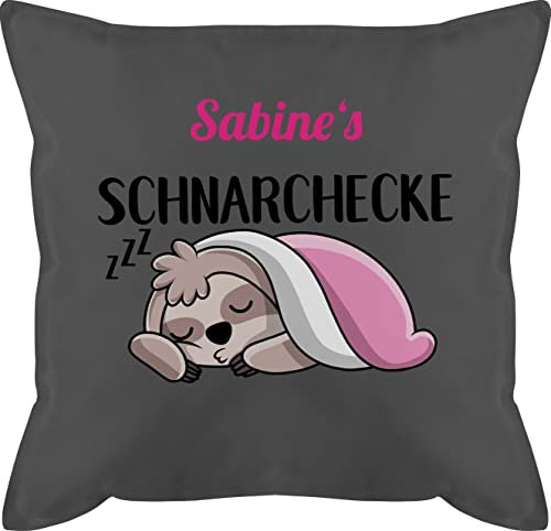 Kissen 50x50 - Schnarchecke Faultier - 50 x 50 cm - Grau - personalisierte Geschenke für schnarcher Schnarchen bezug schnarchkissen schnarch Name schnarchecken personalisiertes schnarchplatz