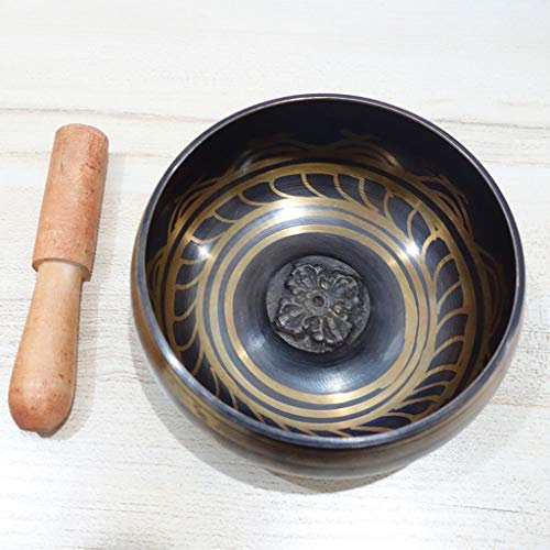 MOLVUS Nepal Klangschale aus schwarzem Messing, 7 verschiedene Größen, tibetische Schüssel für Meditation, Yoga (Größe: 115 mm) (105 mm)