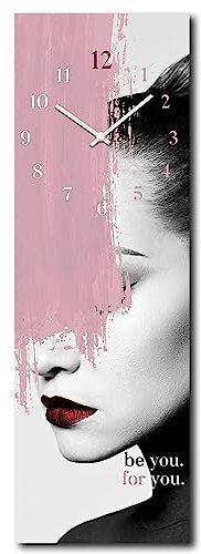 daazoo Wanduhr be You. for You 20 x 60 cm (OHNE TICKGERÄUSCHE) – Glasuhr inklusive Wandaufhängung – Lautlose Uhr Made in EU für Wohnzimmer, Esszimmer, Flur oder Schlafzimmer – einfache Montage