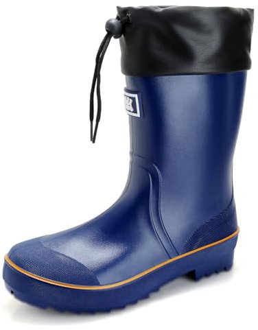 Jesindr Stivali Gomma Uomo, Pioggia Antiscivolo Adulto Antinfortunistica Stivali, Leggere Comodeda Esterno Scarpe da Giardino, Arancia Blu, 43 EU