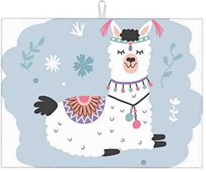 Lama-bedruckte Abtropfmatte für die Küche, saugfähig, Abtropfmatte, großes Abtropfpad für Theken, Abtropfgitter