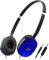 JVC HA-S160M-A - Cuffie pieghevoli e compatte in colore lucido, con interruttore per microfono on/off, ideali per telelavoro e seminari online (blu)