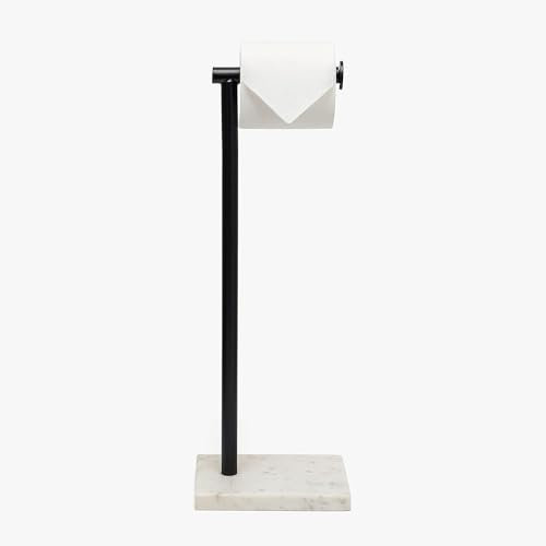 ACL Porte-Papier Toilette sur Pied, Support de Papier Toilette autoportant de Luxe avec Fond carré en marbre, élégant et Moderne, Support de Papier Toilette Noir, Rotation à 180 degrés, Design
