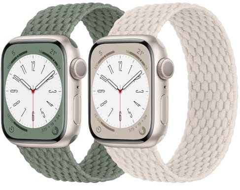 Joehwerr Correa trenzada Solo Loop sin hebilla para Apple Watch de 38 mm, 40 mm, 41 mm, 42 mm, 44 mm, 45 mm, 49 mm, correa deportiva de nailon suave y ligera para iWatch Series 9, 8, 7, 6, 5, 4, 3, 2,