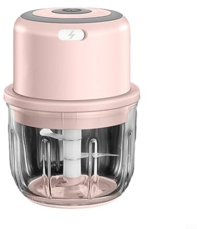 Oniissy Mini hachoir électrique à chargement USB pour oignon, ail, poivre, légumes, viande, hachoir à purée (300 ml) (rose)