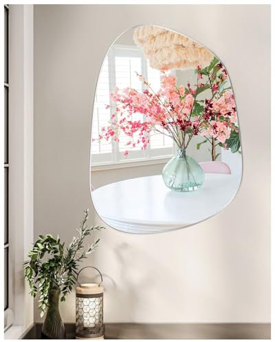 TOLOVIC Spiegel Wand Asymmetrischer Spiegel Wandspiegel Spiegel Asymmetrisch Glas HD Dekorative Selbstklebend Wandspiegel für Wohnzimmer Bad Flur