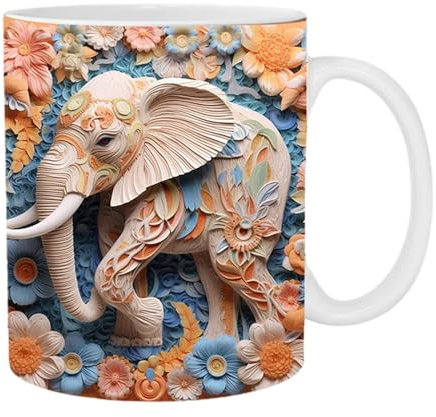 Tasse à Café éléphant Tasse éléphant Colorée, Grande Tasse à Thé et à Café de Grande Capacité, Tasse Mug Elephante Vaisselle Animaux Ceramique Fait, Tasses de Décoration pour Atmosphère Familiale