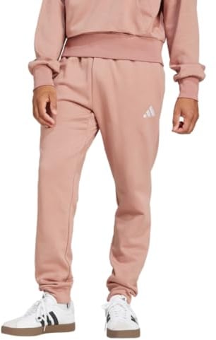 adidas Men's Essentials Feel Cozy Fleece Pants, Warm Clay/White, Large