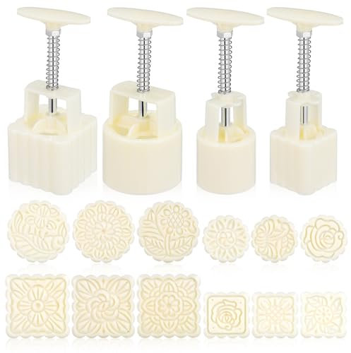 Alipis Moon Cake Mold Floral Cookie Stamps Hand Press Moon Cake Mold Dessert Mid Autumn Festival Homemade Moon Cake Tool
