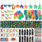 Dino Mitgebsel Gastgeschenke Kinder Deko Geschenke Mitbringsel Kindergeburtstag Jungen Party Geschenke Dinosaurier mit Schlüssel Stempel Lesezeichen Armband Geschenktüte Mini Figuren Tattoo Aufkleber